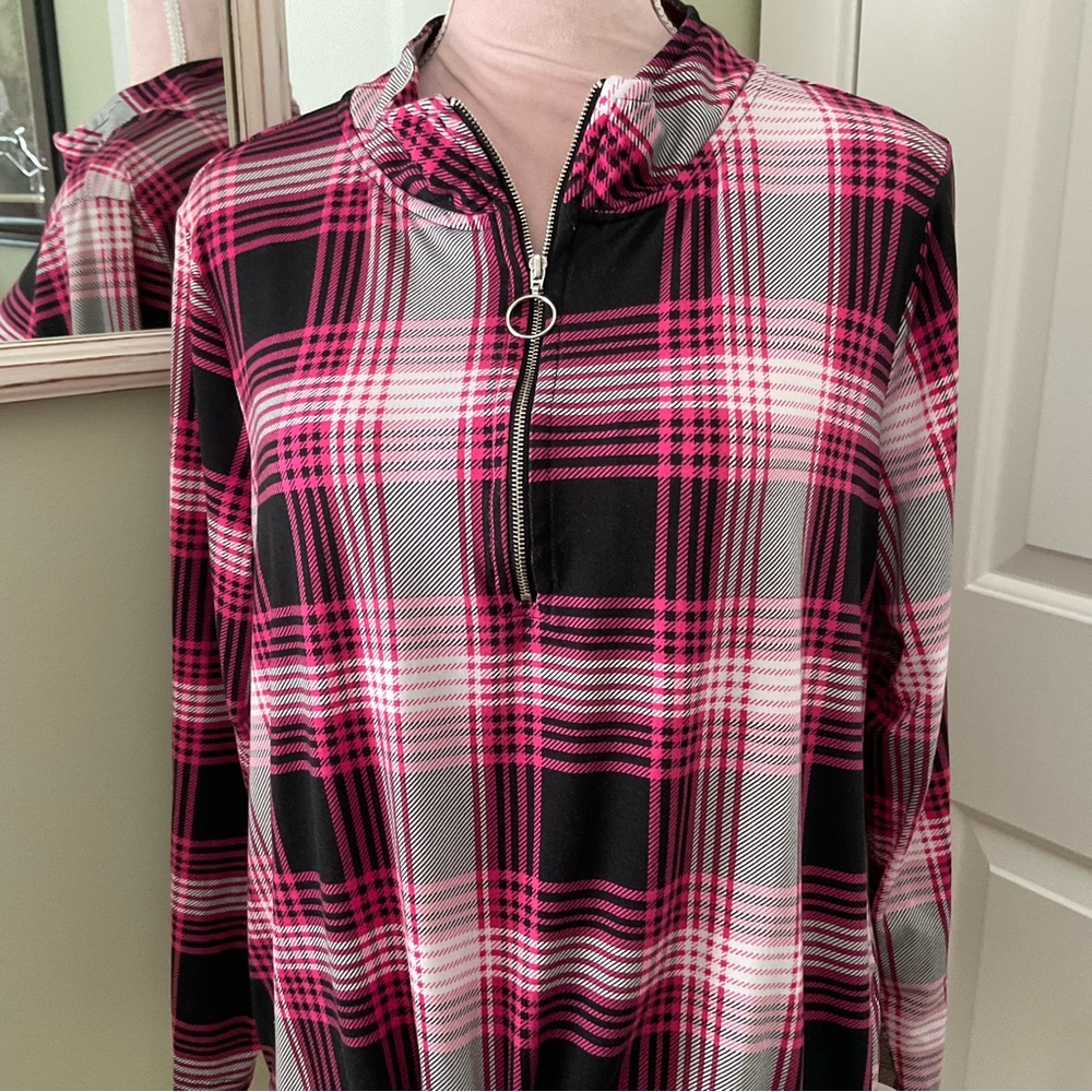MYSTYLE, PLAID, FUCHSIA, WHITE, BLACK, SIZE XL